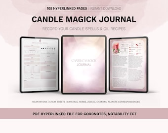 Candle Magick Journal: Wicca Grimoire, Incantations (Digital Download)