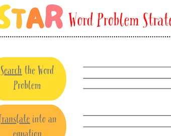 MATH Word Problems STAR strategy with key word Worksheet