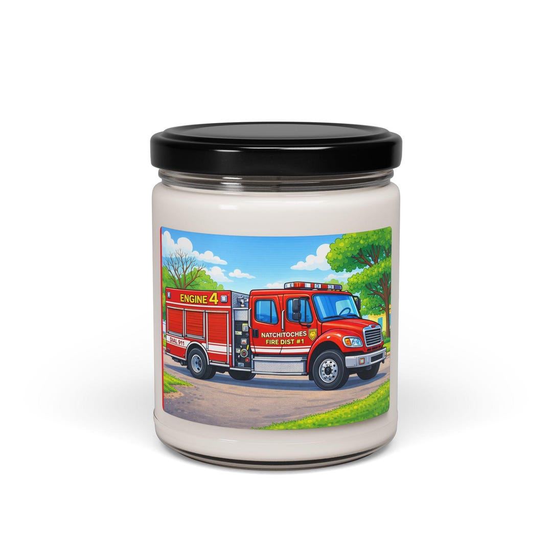 Red Fire Truck Illustration Candle | Soy Jar Candle, 9oz - Etsy