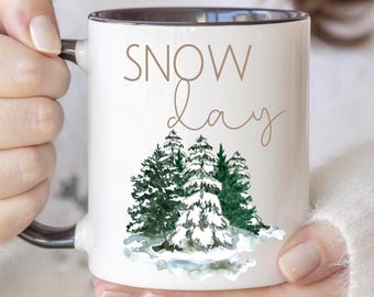 Winter Coffee Mug, Snow Day Mug, Snowy Pine Tree Winter Scene Mug, Cozy Winter Coffee Cup Design, Winter Mug, Gift for Winter Lovers, Ski