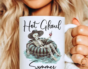 Hot Ghoul Summer Mug: Spooky Halloween Coffee Cup or Frosted Glass