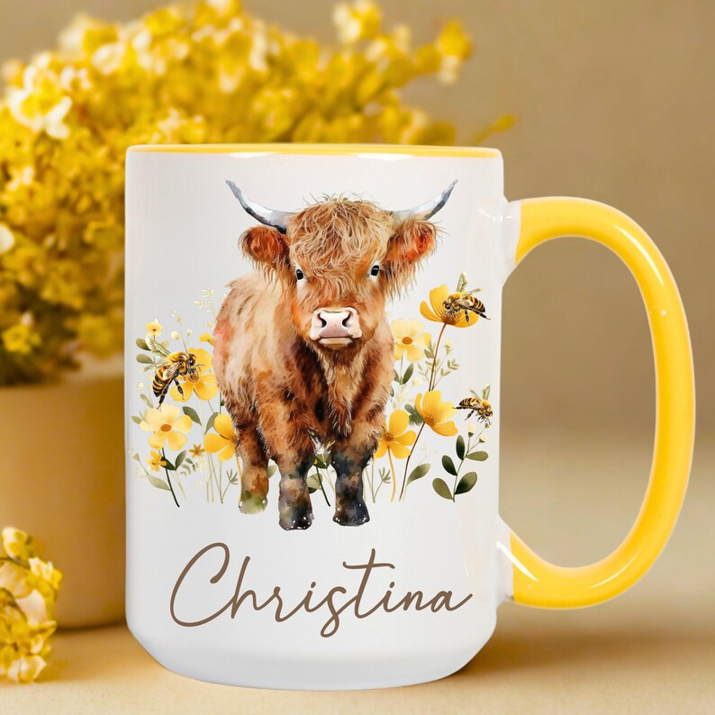 Highland Cow Mug, Cute Cow Gift Kitchen, Cute Country Decor, Farm ...