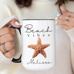 Personalized Starfish Mug, Coastal Coffee Mugs, Beach Life, Beach Mug, Beach Coffee Mug, Beach Lover Gift, Ocean Mug, Ocean Lover Gift