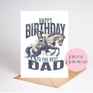 Cowboy Geburtstagskarte 5 x 7 Zoll zum ausdrucken Digital Download Grußkarte für Cowboy Horse Lover Dad, alles Gute zum Geburtstag für den besten Dad, Rodeo Dad