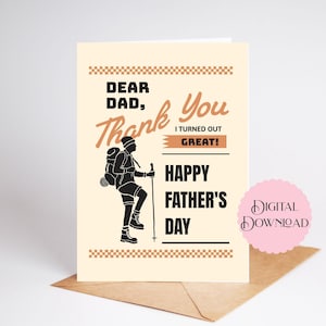 Afdrukbare vaderdagkaart Wandelkaart voor vaderdag Beste vader, bedankt, ik ben geweldig geworden, gelukkige vaderdag 5x7 in print- en vouwkaart