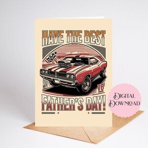 Druckbare Vatertagskarte, 13x18 Grußkarte Chevelle 1971 Auto Karte für Papa Vintage Auto Liebhaber, hab den besten Vatertag! Hot Rod Klassiker