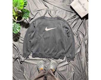 Vintage bluza Nike luźny styl 90. Streetwear zip styl amerykański swoosh logo na klatce piersiowej y2k rap wiertarka rzadka