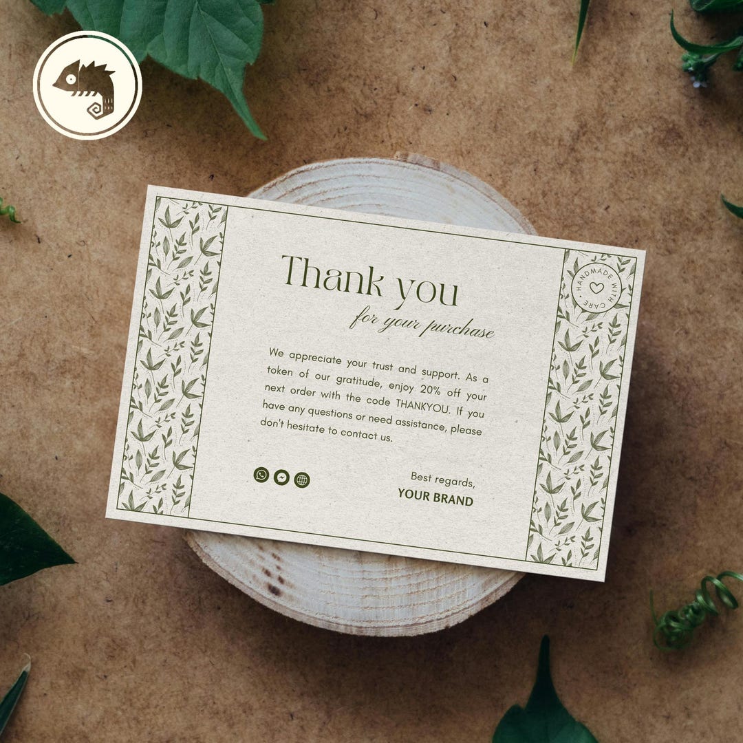 Printable Thank You Card Canva Template, Editable Customer Package Insert Card Design, Custom ...