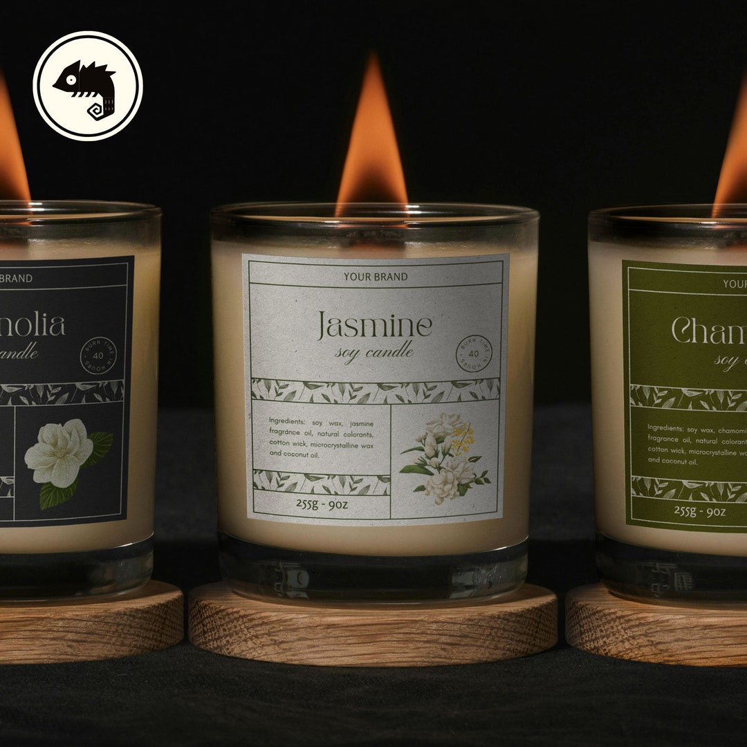 Printable Candle Label Canva Template, Flower Candle Label Bundle ...