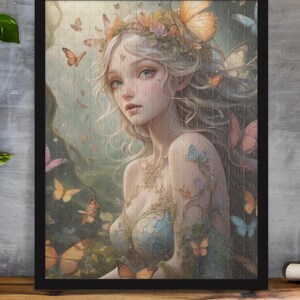 Butterfly fairy jigsaw puzzle, vibrant puzzle, puzzle gift for her, gift for mom