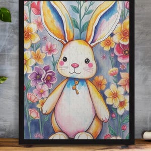 Rainbow Rabbit Jigsaw Puzzle, Brain Teaser, Relaxing Activity, Stress Relief, Family Fun