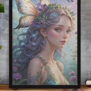Butterfly fairy jigsaw puzzle, vibrant puzzle, puzzle gift for her, gift for mom