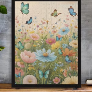 Jigsaw Puzzle, butterflies and wildflowers - Relaxing, Nature-themed Puzzle for Adults and Kids - Mindfulness Activity, Spring Gift Idea