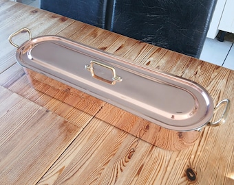 Cazador furtivo de pescado de cobre Villedieu francés vintage