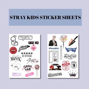 Stray Kids Sticker Sheets SKZ png Aufkleber skz Kpop Sticker Pack Kpop Stickers Ästhetische Aufkleber Geschenke für Kpop-Fans Stray Kids Merch SKZ