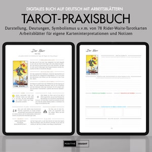 Libro de práctica del Tarot Digital Rider Waite para principiantes y avanzados: con interpretaciones, simbolismo y hojas de trabajo (versión alemana)