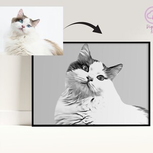 Retrato de gato Ragdoll: dibujo personalizado de mascota a partir de una foto, impresión digital de arte felino