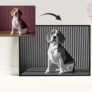 Beagle Custom Portrait – Dog Art from Photo, Puppy Drawing, Pet Memorial Print