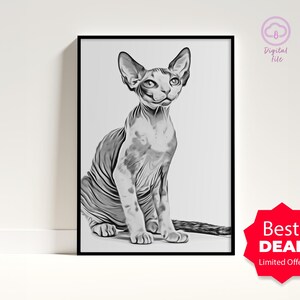 Devon Rex Cat Portrait – Custom Digital Pet Art from Photo, Printable Gift for Cat Lovers & Pet Memorial