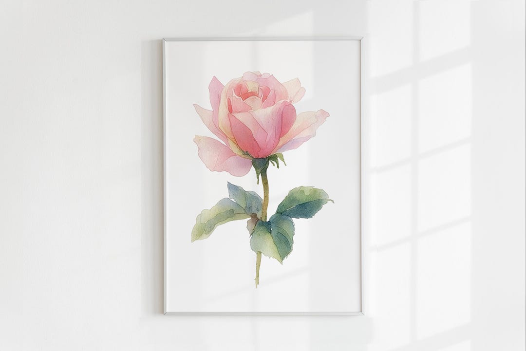 Pink Roses Printable Pink Rose Printable, Romantic Watercolor Flower Print, Vintage Decor ...