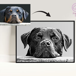 Rottweiler Portrait – Individuelle Hundekunst vom Foto, Digitaler Erinnerungsdruck