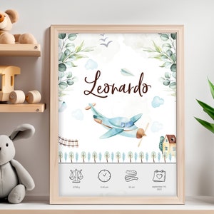 Personalized Baby Boy Birth Print - Custom Gift for Nursery Decor, Watercolour Art, Unique New Baby Keepsake, Boy Nursery