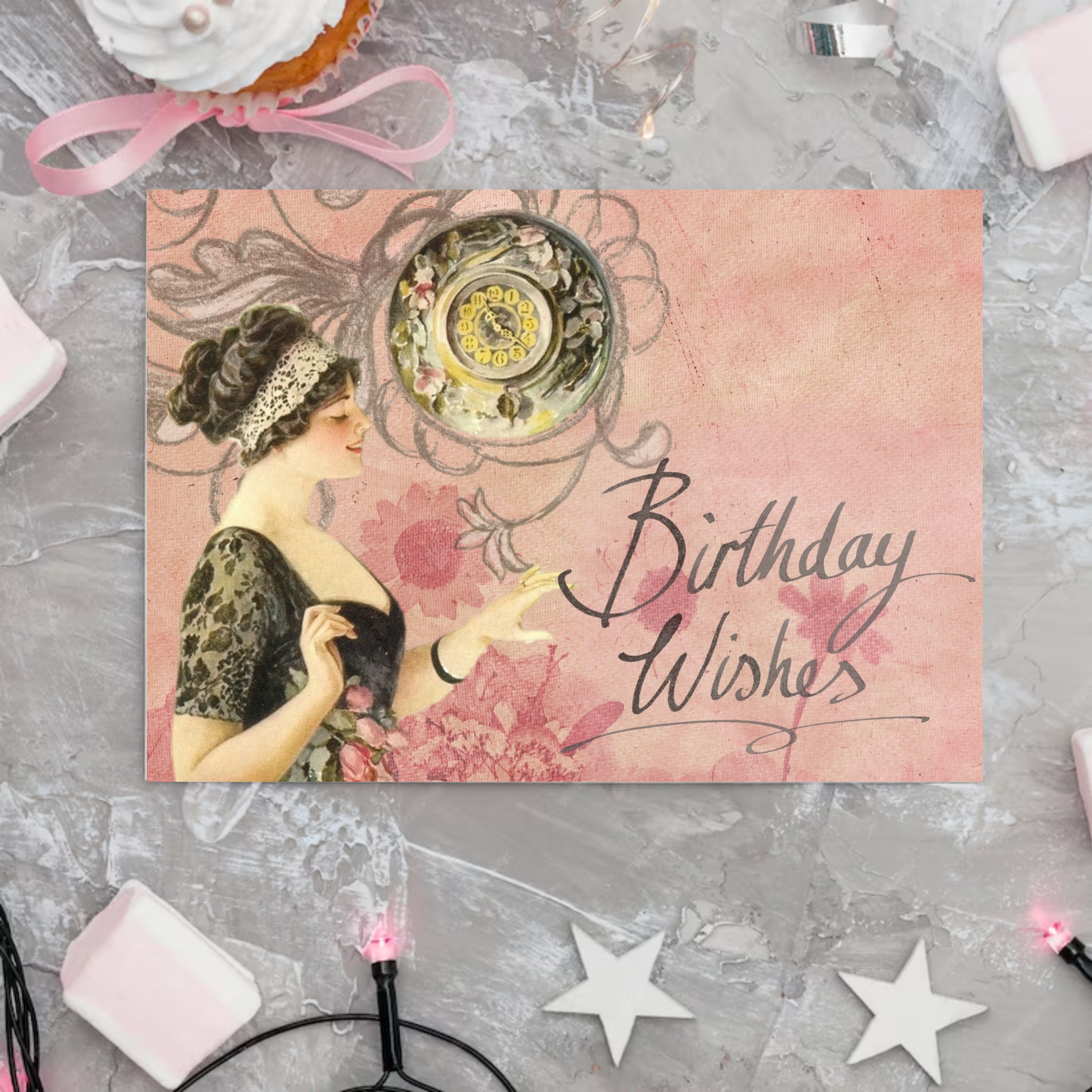 Birthday Wishes Vintage Printable Card, Happy Birthday Instant Print ...