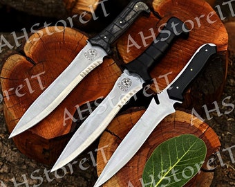 Lot of 3 Resident Evil Knife,Leon Kennedy Knife and Jack Krausers Knife With Sheath Gift For Him, Movies Knife,Best Gift for Him