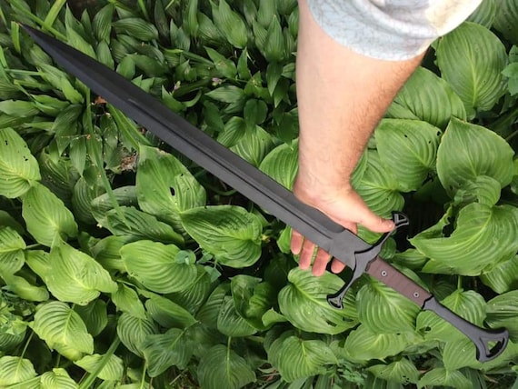 Custom D2 Steel Hand Forged Sword With G-10 Micarta Handle And Black Leather Sheath