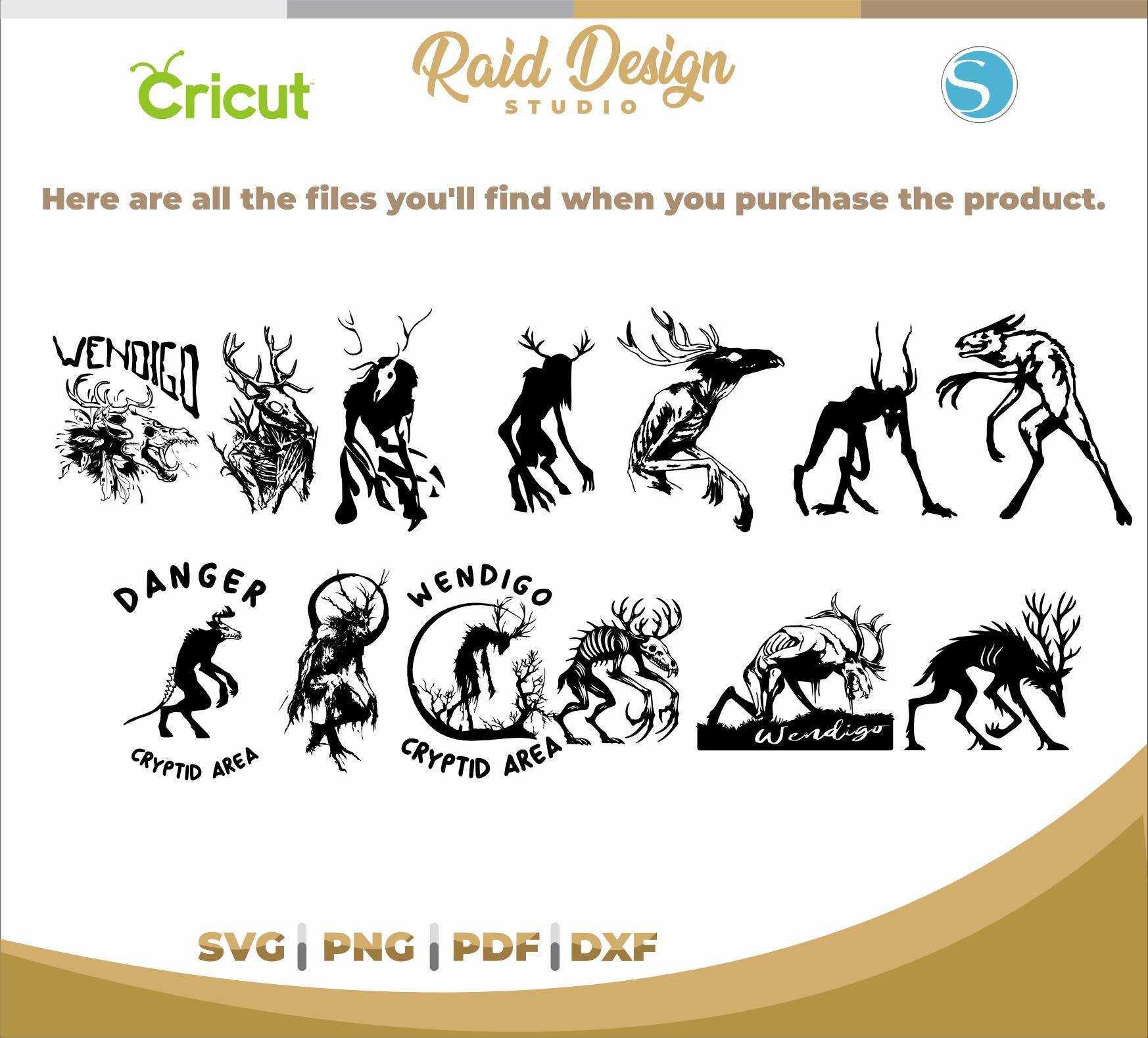 Wendigo , Svg, Png, Dxf, Pdf, Cryptids Svg, Cryptid Silhouette Designs ...