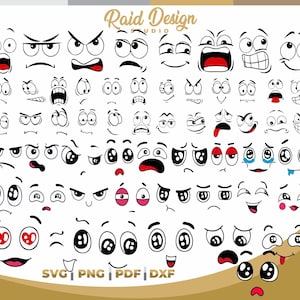 Animated face silhouette, svg file, digital design, Animated face illustration, svg file, vector art, Expressive face design