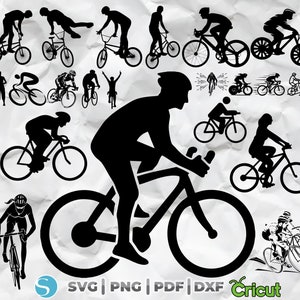 Design della silhouette del ciclista, arte degli sport a rotelle, ciclista olimpico, silhouette del profilo del ciclista, linea artistica del ciclista in azione, download istantaneo