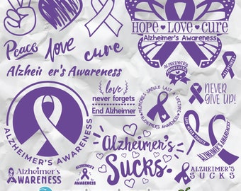 World Alzheimer&#39;s Day Quotes, svg alzheimer designs, peace love cure, alzheimer cute clipart, instant download, silhouette of quotes