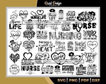 Nurse quotes design bundle, Nurse clipart printable, quotes of nurse for t-shirt, bundle nurse silhouettes