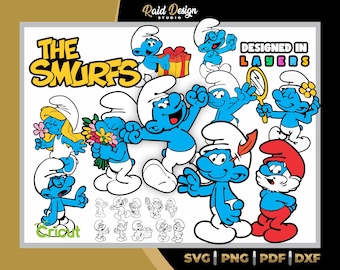 the smurfs vintage design, the smurfs in svg, the smurfs png, funny smurfs design, vintage animation series, smurfs art for sublimation