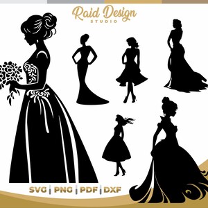 ドレスを着た女性 SVG、女性ドレス PNG、シルエットのモデル女性、スパのアイデア、ビューティー サロンのシルエット、きれいな女性 SVG