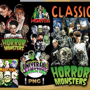 Classic monsters designs, monster of classic movies, the first monster png, designs for t-shirt, commercial use, instant download