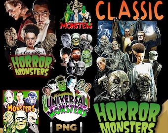 Classic monsters designs, monster of classic movies, the first monster png, designs for t-shirt, commercial use, instant download