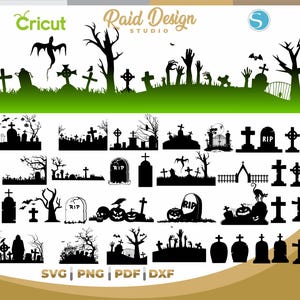 Cemetery Scene, Panoramic scene and animated cemetery, svg cemetery for halloween party, comercial use, instant download