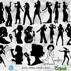 Donne che cantano in formato SVG, clipart di donne che cantano, donne che cantano silhouette, donne che cantano file digitale, download istantaneo, donne che cantano png