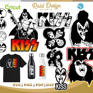 Rock band designs, svg rock band, kiss silhouette, rockstars designs, face og gene simmons, kiss clipart rockband, instant download