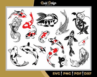 Koi Fish Silhouette Svg, Png, Dxf, Pdf