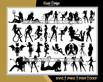 Sexy devil silhouette, simple sexy devil art, evil woman silhouette, digital sexy woman design, instant download, woman silhouette design