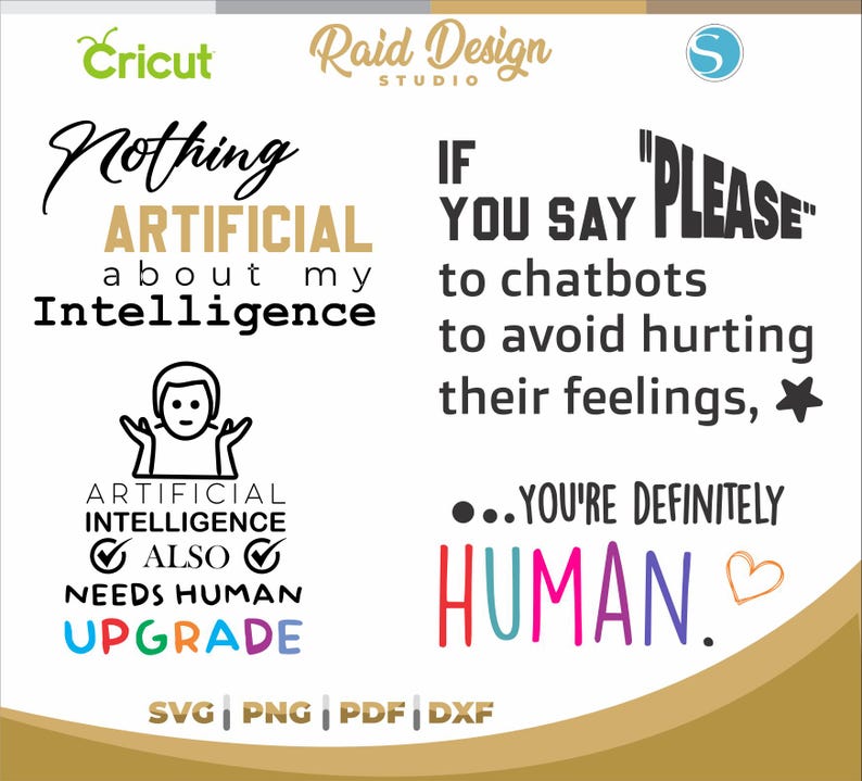 Roliga citat om artificiell intelligens, t-shirtidéer med hänvisning till artificiell intelligens, roliga fraser för artificiell intelligens i svg bild 1