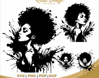 Black Woman, afro woman svg, woman png with splash, afro woman svg, afro woman, paint and afro woman, AFRO Splash design