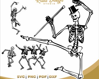 Funny skeletons design for halloween, dancing skeletons svg, smiling skeletons png, skeletons in svg for printing, skeletons for t-shirt