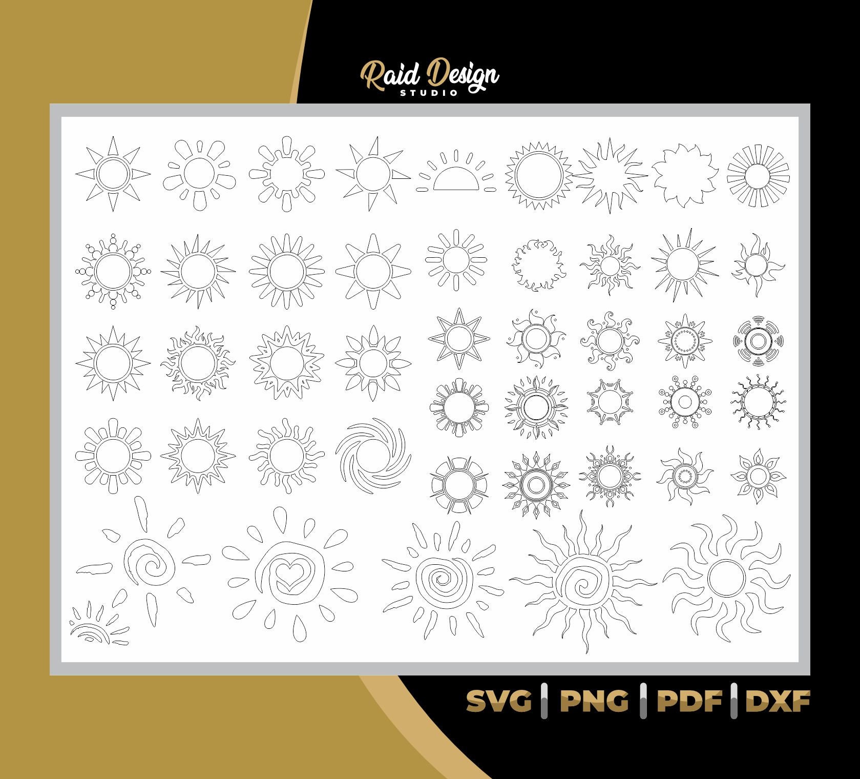 Sun Rise Dxf Sun Silhouette Bundle Svg, Dxf, Pdf, Png, Ai - Etsy