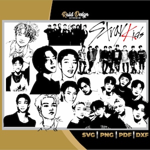 Straykids Silhouetten, Straykids Mitglieder png, Popmusik Band svg, Straykids svg, Straykids Design für T-Shirt Druck, Straykids Designs
