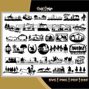 Scène de cow-boy SVG, PNG, DXF, PDF, AI