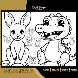 Dessins d’animaux de bébé pour la décoration, bébé perroquet svg, bébé kangourou svg, bébé écureuil clipart, bébé safari svg, animal animé, Bundle